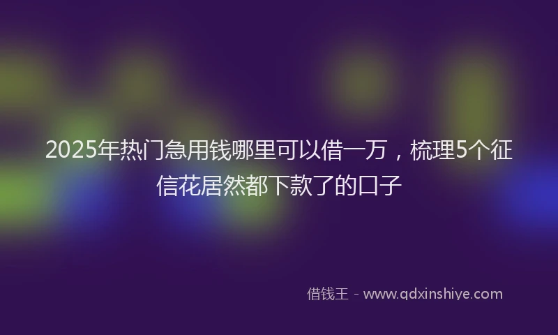 2025年热门急用钱哪里可以借一万，梳理5个征信花居然都下款了的口子