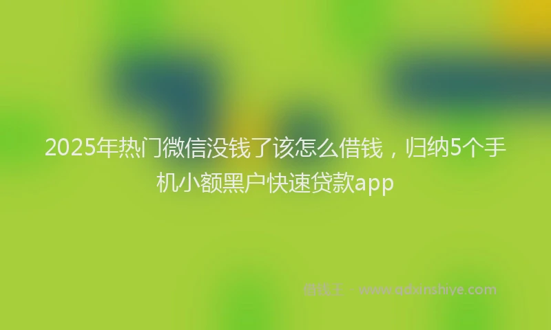 2025年热门微信没钱了该怎么借钱，归纳5个手机小额黑户快速贷款app
