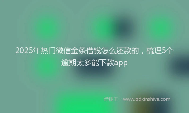 2025年热门微信金条借钱怎么还款的，梳理5个逾期太多能下款app