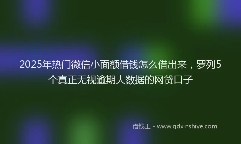 2025年热门微信小面额借钱怎么借出来，罗列5个真正无视逾期大数据的网贷口子