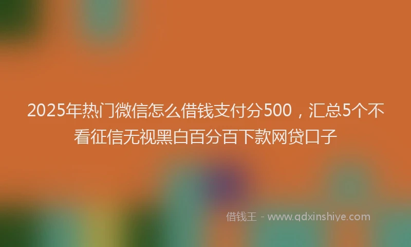 2025年热门微信怎么借钱支付分500，汇总5个不看征信无视黑白百分百下款网贷口子