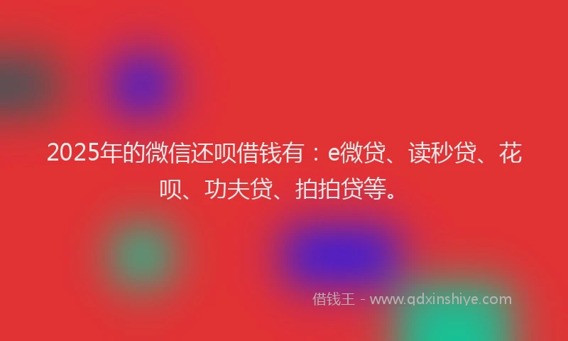 2025年的微信还呗借钱有：e微贷、读秒贷、花呗、功夫贷、拍拍贷等。