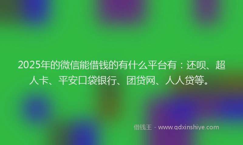 2025年的微信能借钱的有什么平台有：还呗、超人卡、平安口袋银行、团贷网、人人贷等。