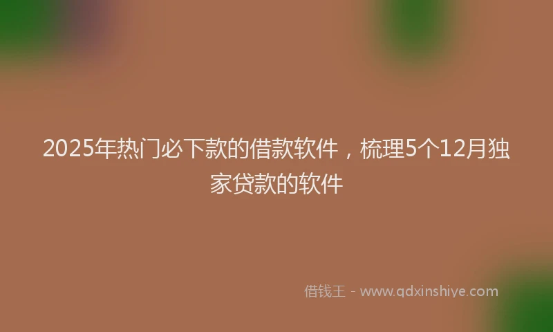 2025年热门必下款的借款软件，梳理5个12月独家贷款的软件