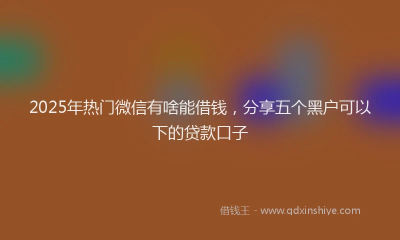 2025年热门微信有啥能借钱，分享五个黑户可以下的贷款口子