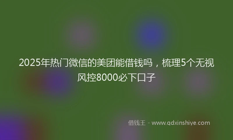 2025年热门微信的美团能借钱吗，梳理5个无视风控8000必下口子