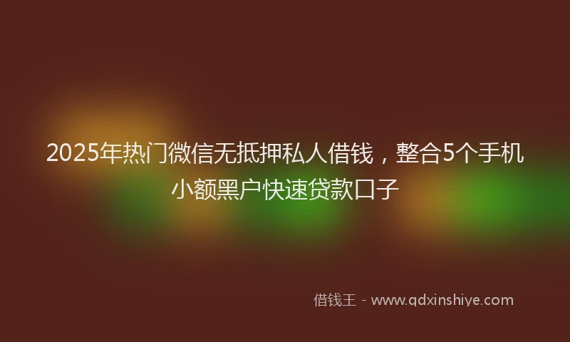 2025年热门微信无抵押私人借钱，整合5个手机小额黑户快速贷款口子