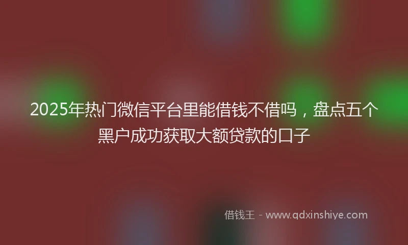 2025年热门微信平台里能借钱不借吗，盘点五个黑户成功获取大额贷款的口子