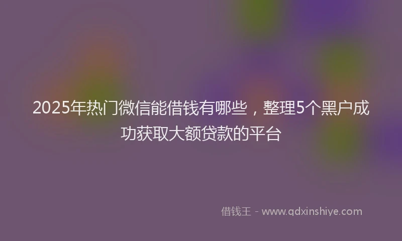 2025年热门微信能借钱有哪些，整理5个黑户成功获取大额贷款的平台