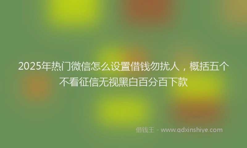 2025年热门微信怎么设置借钱勿扰人，概括五个不看征信无视黑白百分百下款