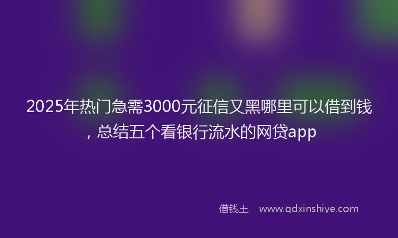 2025年热门急需3000元征信又黑哪里可以借到钱，总结五个看银行流水的网贷app