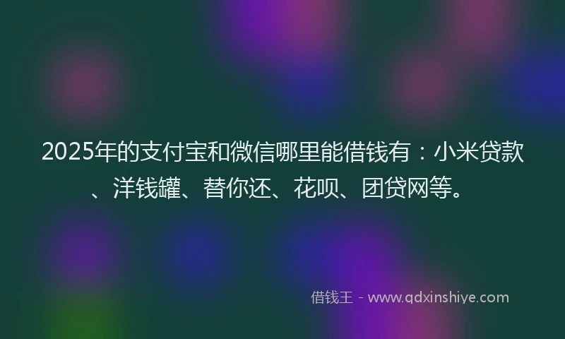 2025年的支付宝和微信哪里能借钱有：小米贷款、洋钱罐、替你还、花呗、团贷网等。