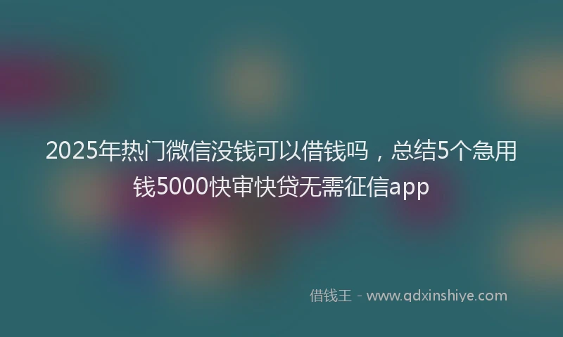 2025年热门微信没钱可以借钱吗，总结5个急用钱5000快审快贷无需征信app