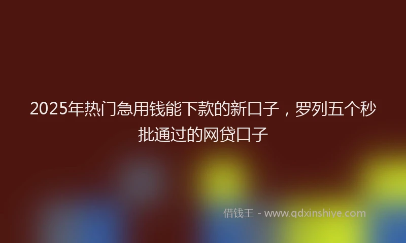 2025年热门急用钱能下款的新口子，罗列五个秒批通过的网贷口子