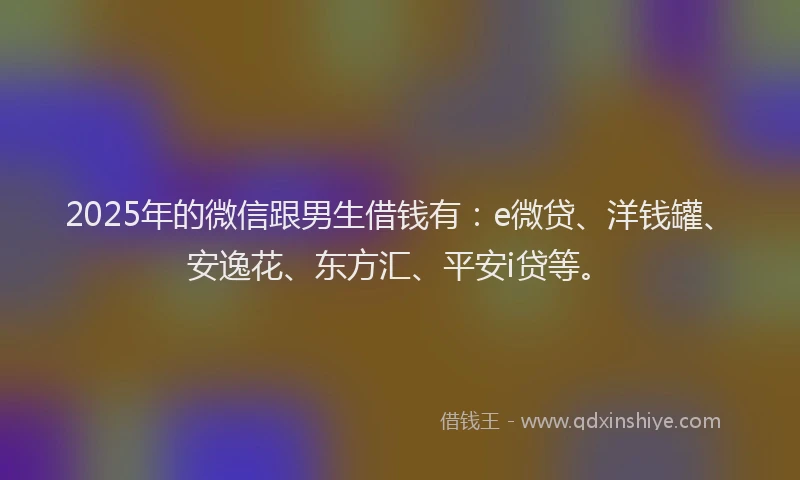 2025年的微信跟男生借钱有：e微贷、洋钱罐、安逸花、东方汇、平安i贷等。