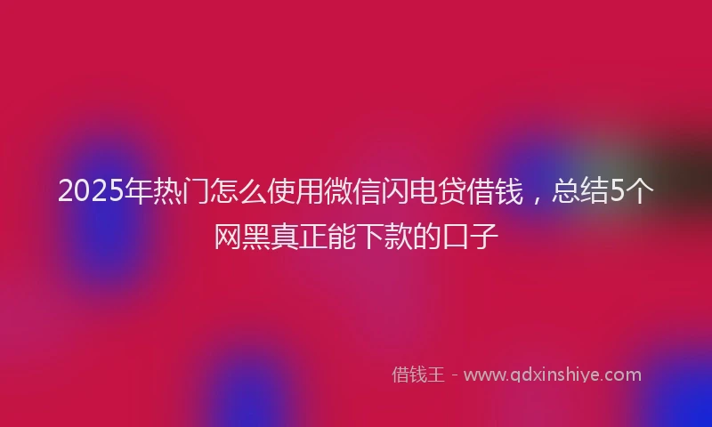 2025年热门怎么使用微信闪电贷借钱，总结5个网黑真正能下款的口子