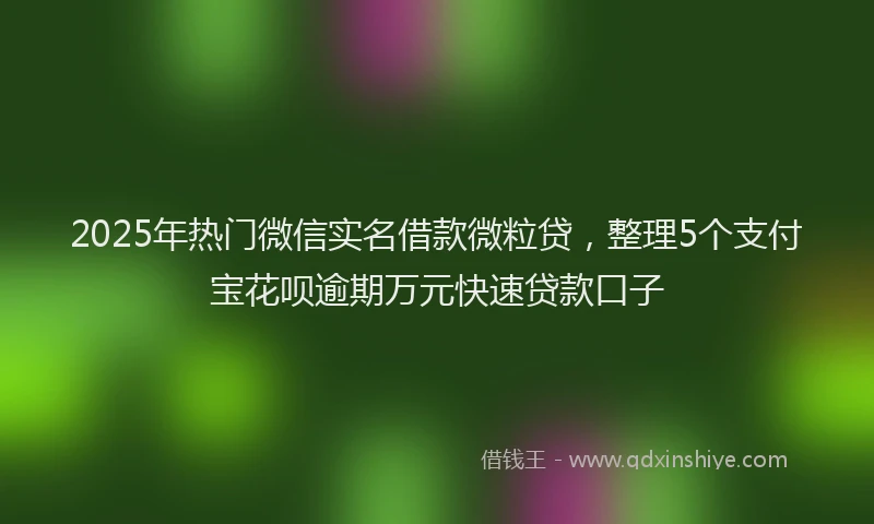 2025年热门微信实名借款微粒贷，整理5个支付宝花呗逾期万元快速贷款口子