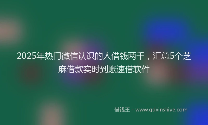 2025年热门微信认识的人借钱两千，汇总5个芝麻借款实时到账速借软件