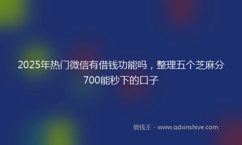 2025年热门微信有借钱功能吗，整理五个芝麻分700能秒下的口子