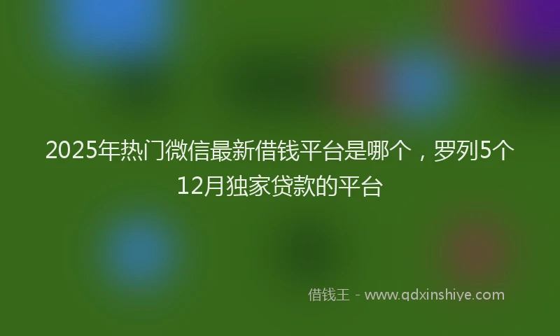 2025年热门微信最新借钱平台是哪个，罗列5个12月独家贷款的平台