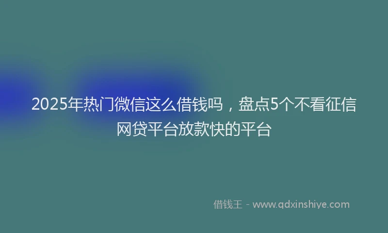 2025年热门微信这么借钱吗，盘点5个不看征信网贷平台放款快的平台