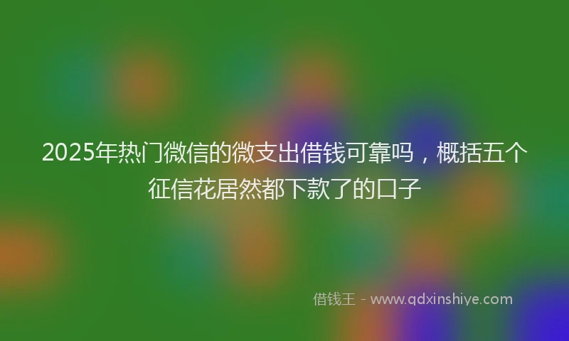 2025年热门微信的微支出借钱可靠吗，概括五个征信花居然都下款了的口子