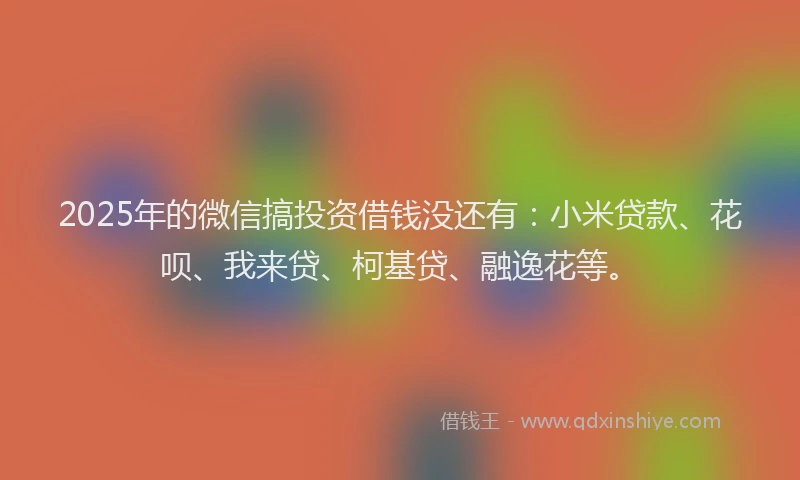 2025年的微信搞投资借钱没还有:小米贷款、花呗、我来贷、柯基贷、融逸花等。