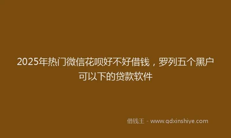 2025年热门微信花呗好不好借钱，罗列五个黑户可以下的贷款软件