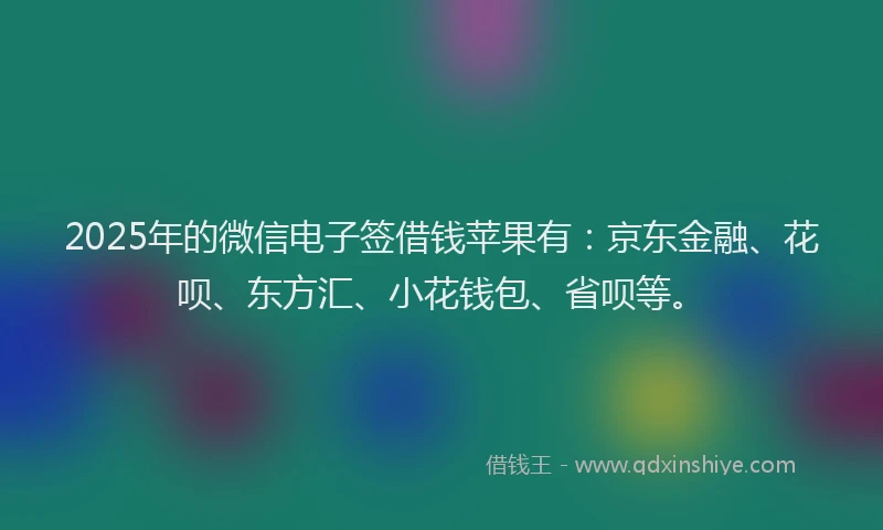 2025年的微信电子签借钱苹果有：京东金融、花呗、东方汇、小花钱包、省呗等。