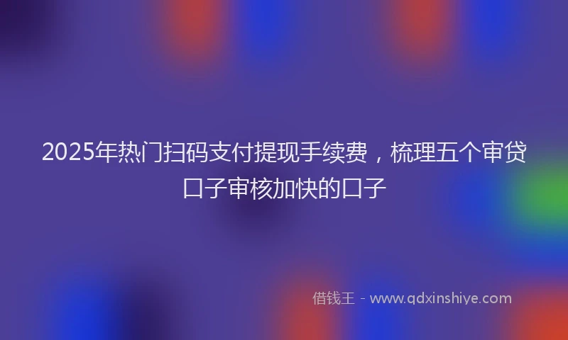 2025年热门扫码支付提现手续费，梳理五个审贷口子审核加快的口子