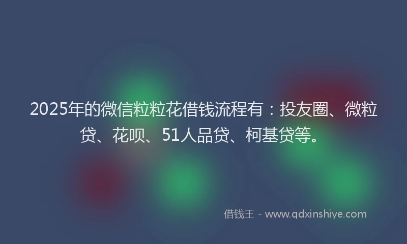 2025年的微信粒粒花借钱流程有：投友圈、微粒贷、花呗、51人品贷、柯基贷等。