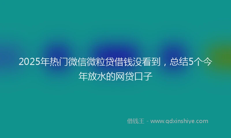2025年热门微信微粒贷借钱没看到，总结5个今年放水的网贷口子
