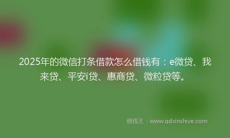 2025年的微信打条借款怎么借钱有：e微贷、我来贷、平安i贷、惠商贷、微粒贷等。