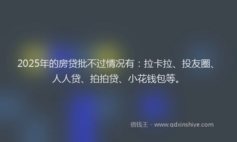 2025年的房贷批不过情况有：拉卡拉、投友圈、人人贷、拍拍贷、小花钱包等。