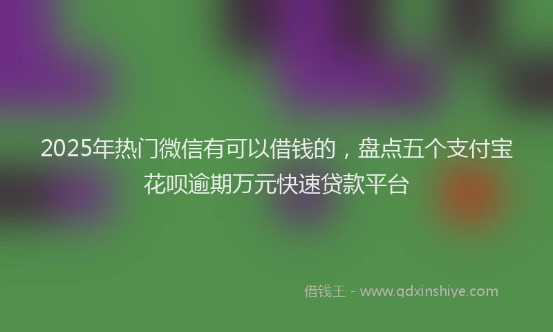 2025年热门微信有可以借钱的，盘点五个支付宝花呗逾期万元快速贷款平台
