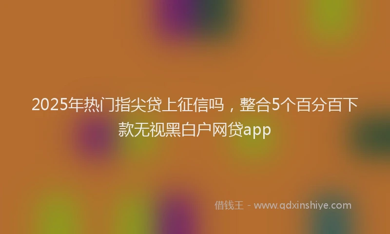 2025年热门指尖贷上征信吗，整合5个百分百下款无视黑白户网贷app