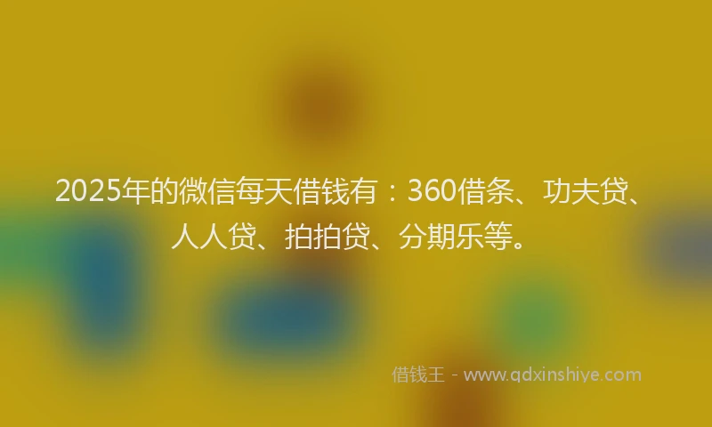 2025年的微信每天借钱有：360借条、功夫贷、人人贷、拍拍贷、分期乐等。