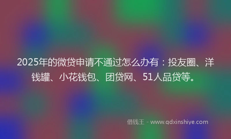 2025年的微贷申请不通过怎么办有：投友圈、洋钱罐、小花钱包、团贷网、51人品贷等。