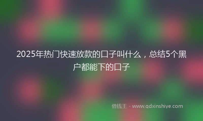 2025年热门快速放款的口子叫什么，总结5个黑户都能下的口子