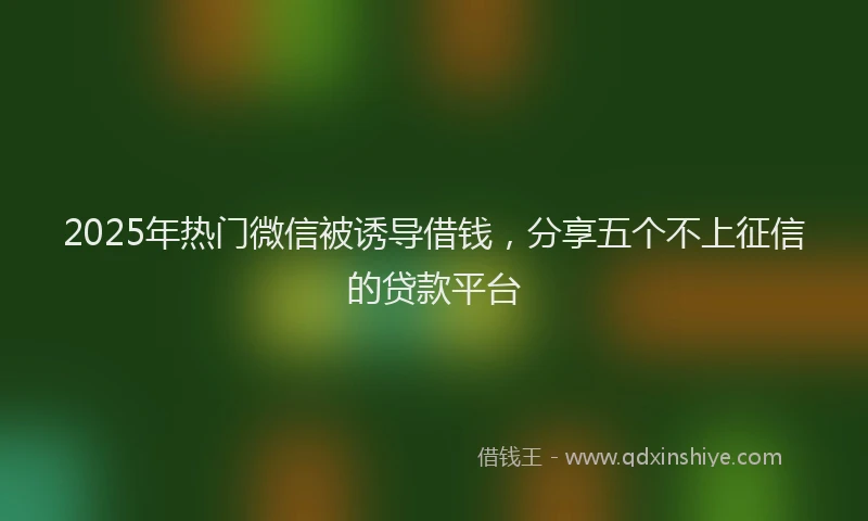 2025年热门微信被诱导借钱，分享五个不上征信的贷款平台