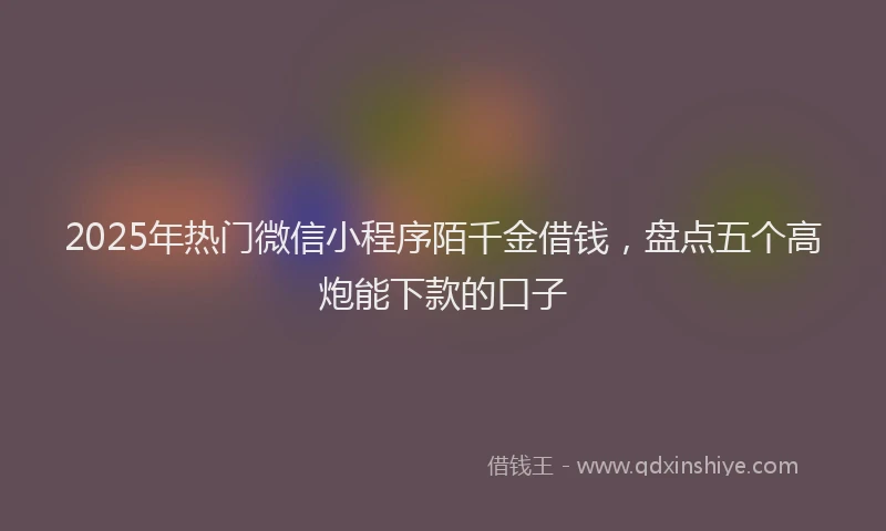 2025年热门微信小程序陌千金借钱，盘点五个高炮能下款的口子