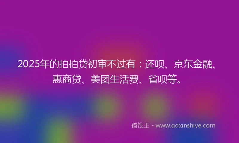 2025年的拍拍贷初审不过有：还呗、京东金融、惠商贷、美团生活费、省呗等。