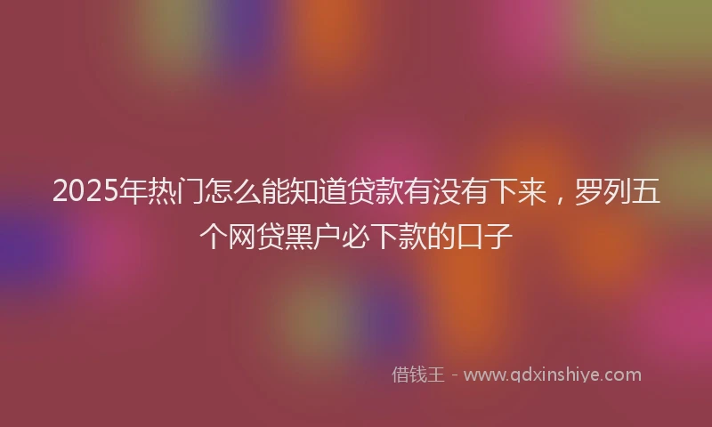 2025年热门怎么能知道贷款有没有下来，罗列五个网贷黑户必下款的口子