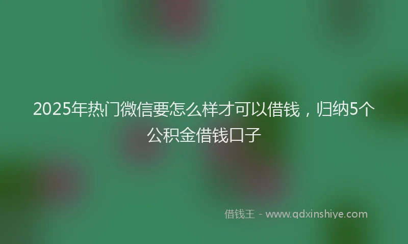 2025年热门微信要怎么样才可以借钱，归纳5个公积金借钱口子