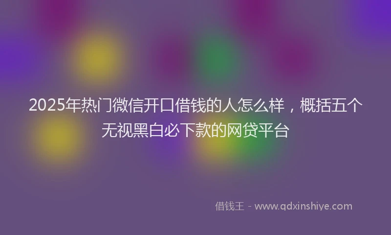 2025年热门微信开口借钱的人怎么样，概括五个无视黑白必下款的网贷平台