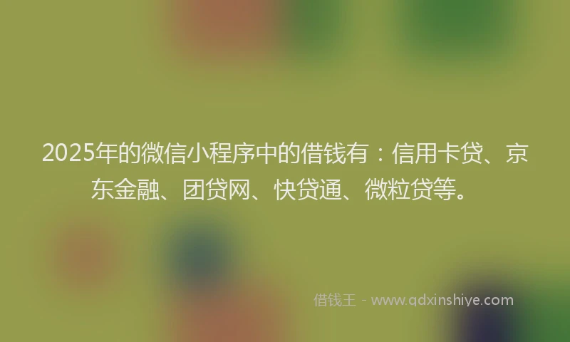 2025年的微信小程序中的借钱有：信用卡贷、京东金融、团贷网、快贷通、微粒贷等。