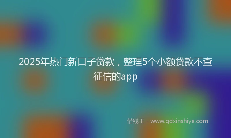 2025年热门新口子贷款，整理5个小额贷款不查征信的app