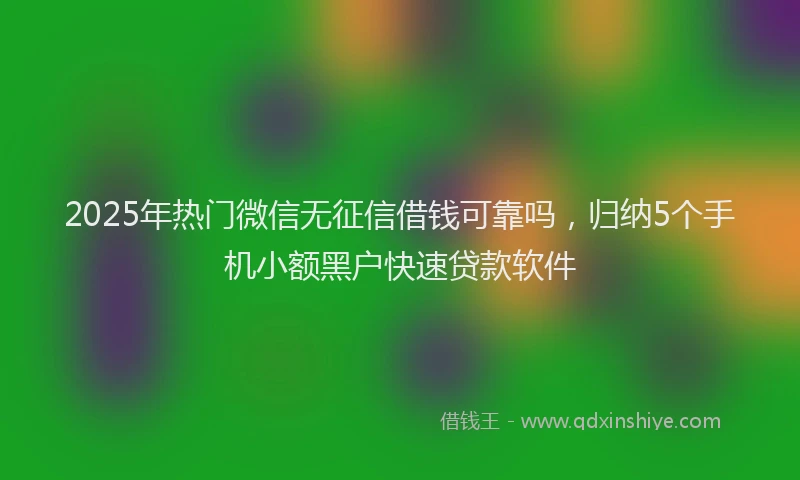 2025年热门微信无征信借钱可靠吗，归纳5个手机小额黑户快速贷款软件