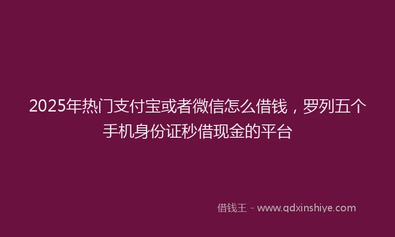 2025年热门支付宝或者微信怎么借钱，罗列五个手机身份证秒借现金的平台