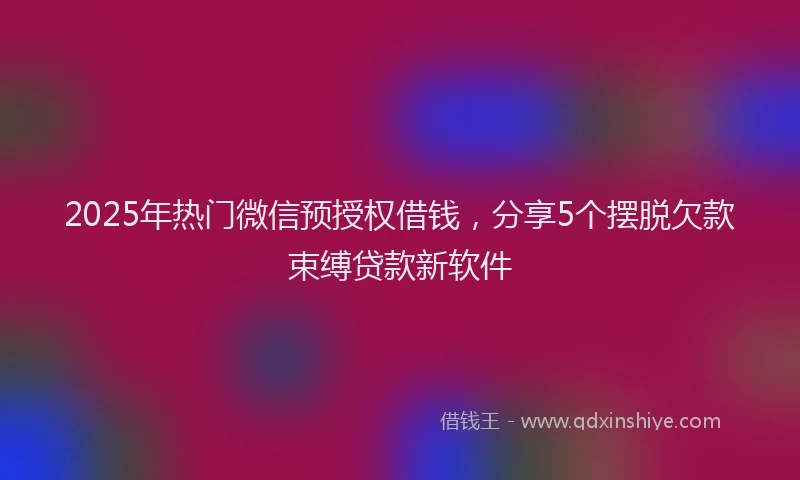 2025年热门微信预授权借钱，分享5个摆脱欠款束缚贷款新软件